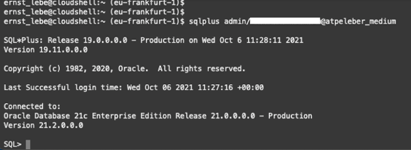 Abbildung 5: Starten Sie hierfür sqlplus