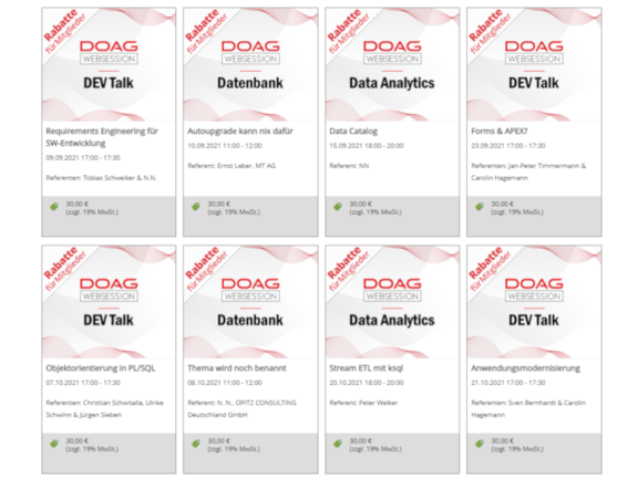 DOAG Online News WebSessions Overview